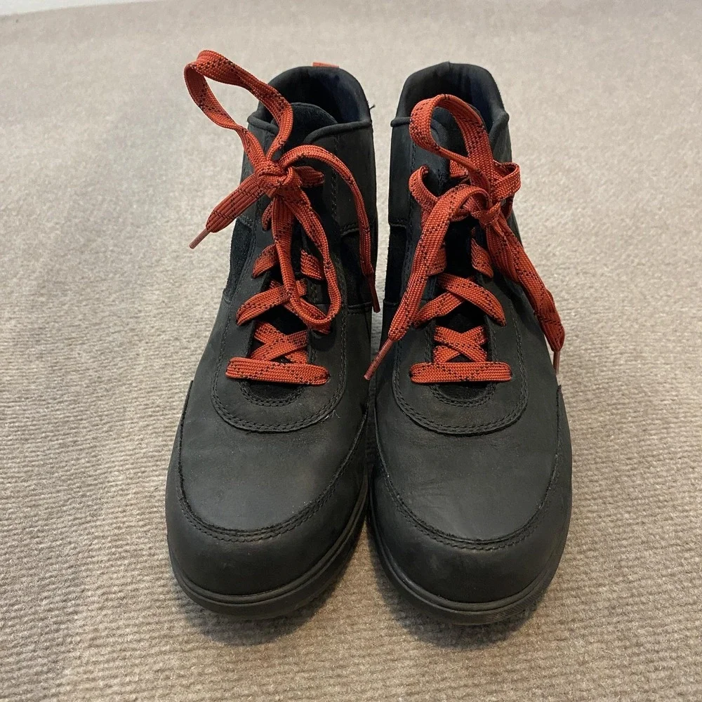Sorel Boots Womens Size 7.5 Black Leather Wedge Ankle Lace Up Booties NL4902-010